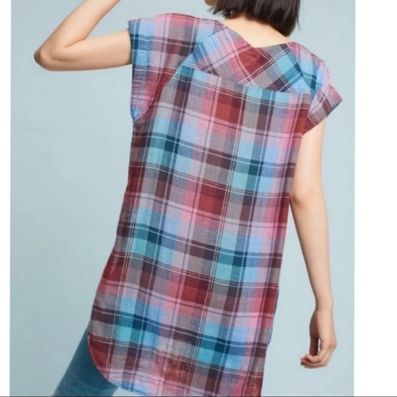 ANTHRO Akemi + Kin "Cleora" Plaid Sparkle Tunic XS - Picture 3 of 8